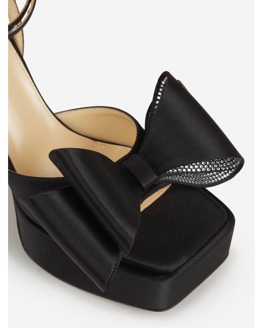 Mach & Mach Black Double Bow Platform Sandals