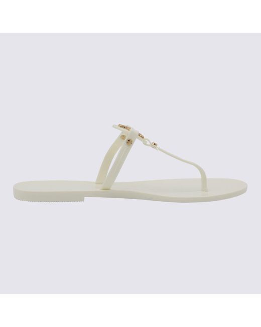 Tory Burch White Ivory Rubber Miller Flats