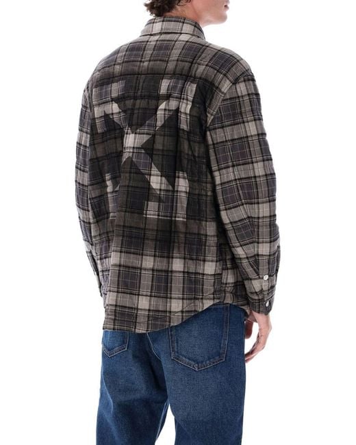 Off-White c/o Virgil Abloh Gray Padded Check Cotton Shirt Jacket With Logo for men