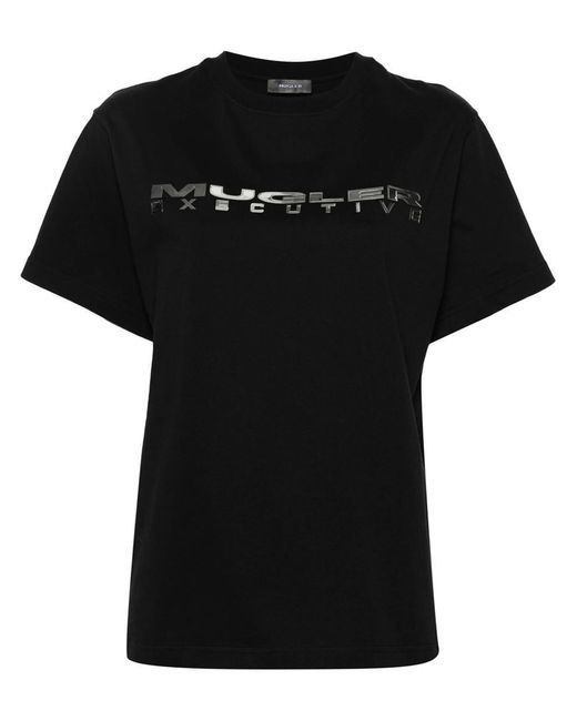Mugler Black Executive T-Shirt With Print