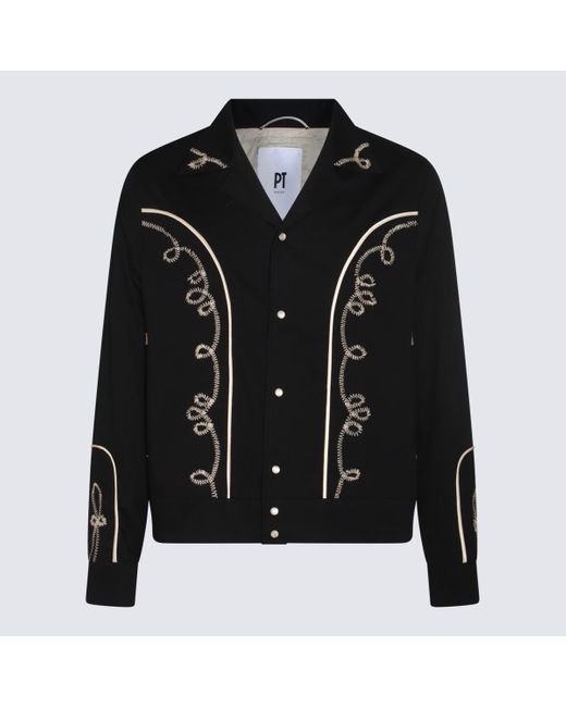 PT Torino Black Cotton Casual Jacket for men