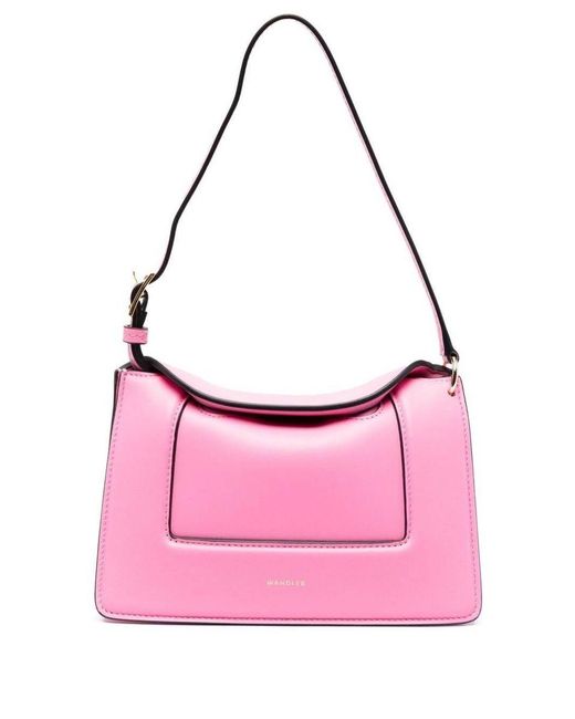 Wandler 'micro Penelope' Pink Shoulder Bag With Logo Print In Leather