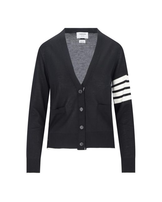 Thom Browne Blue '4-bar' Neckline Cardigan