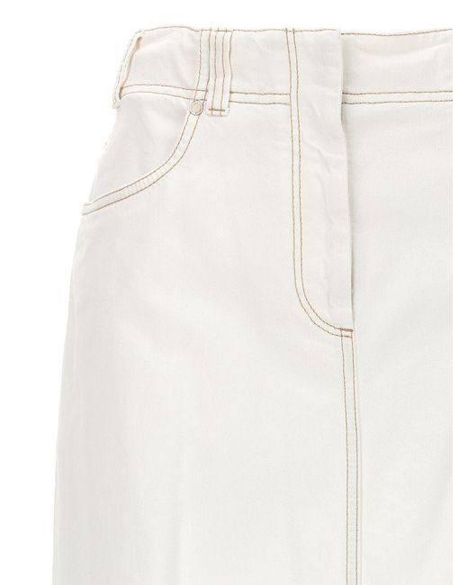 Brunello Cucinelli White Denim Maxi Skirt