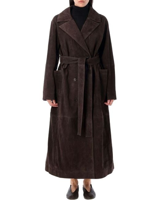 Rohe Black Suede Belted Wrap Coat