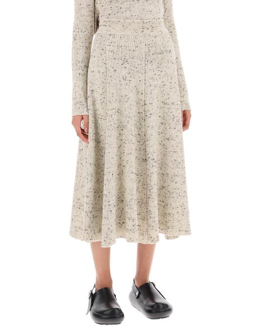 Jil Sander Natural Speckled Wool Midi Skirt