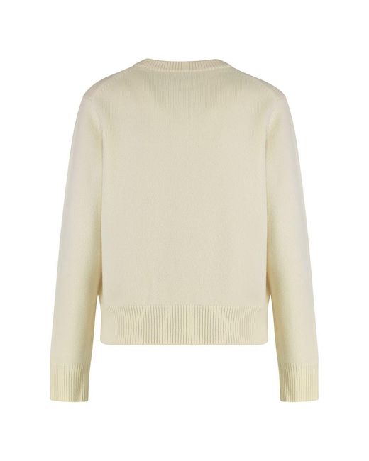 Maison Kitsuné Natural Round Neck Wool Sweater
