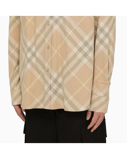 Burberry Natural Check Pattern Button Down Shirt In Cotton for men