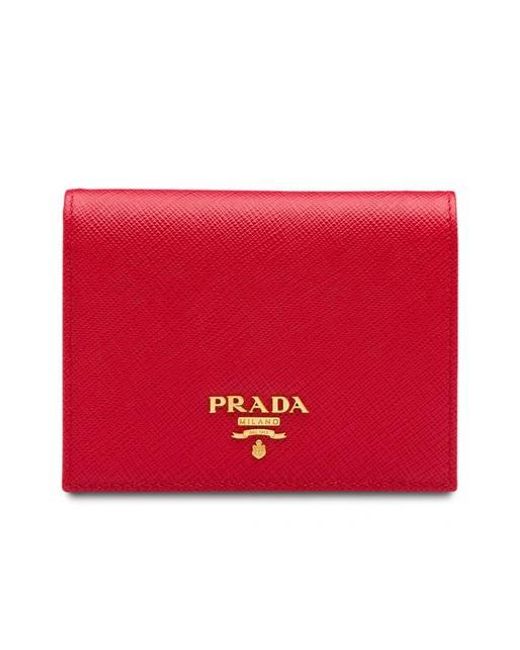 Prada Red Small Saffiano Leather Wallet