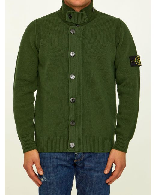 Stone Island Military Green Wool Jumper for Men Lyst Canada