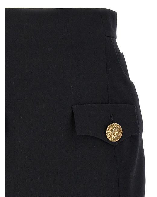 Balmain Blue Contrast Button Mini Skirt