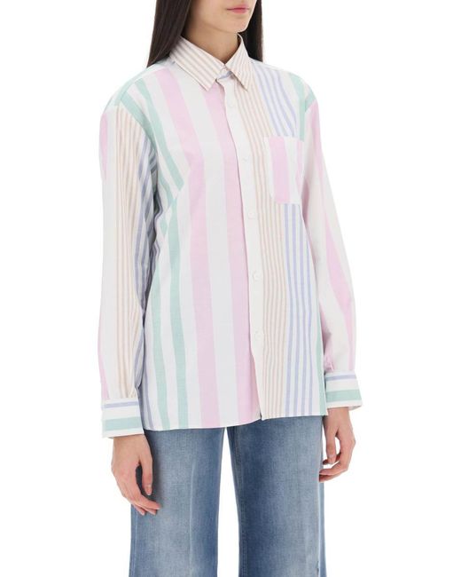 A.P.C. White Sela Striped Oxford Shirt