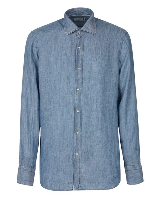 Tintoria Mattei 954 Blue Denim Effect Shirt Clothing for men