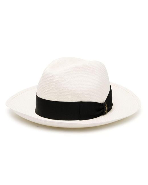 Borsalino White Amedeo Straw Panama Hat for men