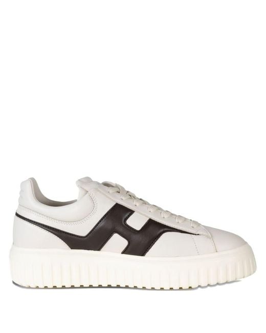 Hogan Brown H-Stripes Leather Sneakers for men
