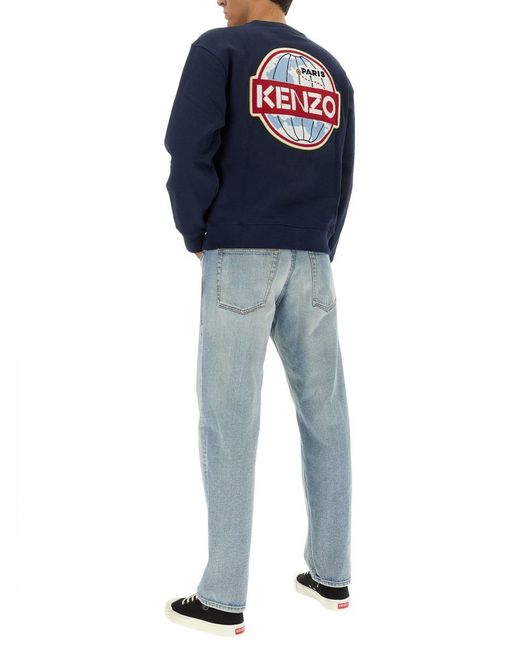 KENZO Blue Globe Classic Sweatshirt for men