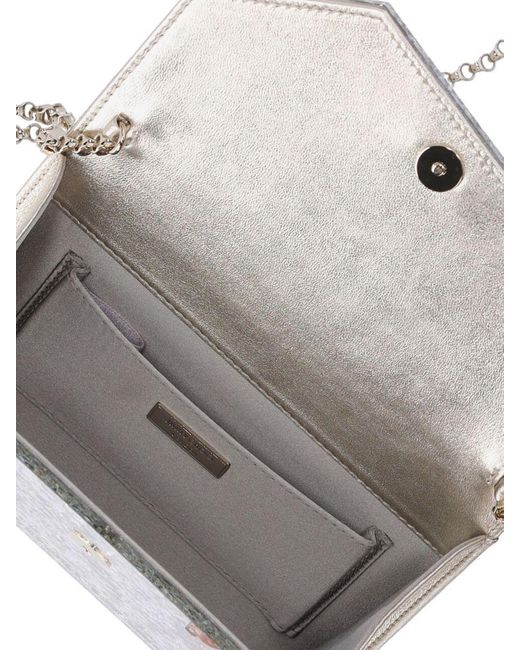 Jimmy Choo Gray 'Candy' Champagne Clutch Bag With All-Over Coarse Glitter