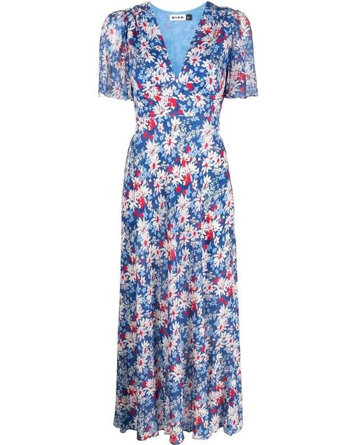 RIXO London Florida Floral-print Midi Dress in Blue | Lyst