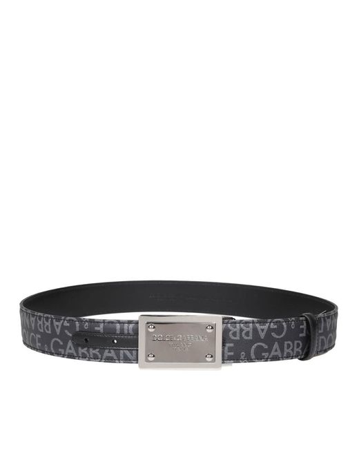 Dolce & Gabbana Black Jacquard Fabric Belt With Logo for men