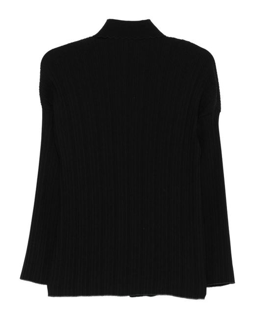 Forte Forte Black Poly Crepe Plisse' Overshirt