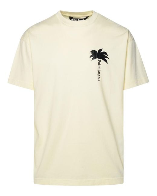 Palm Angels Natural Ivory Cotton T-Shirt for men