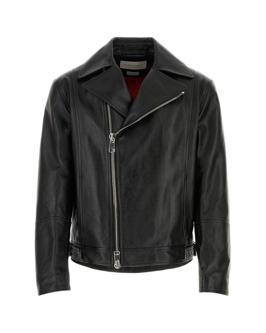 Alexander McQueen Black Leather Jackets for men