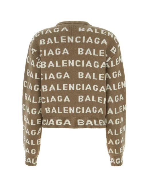 Balenciaga All Over Logo Sweater Lyst Australia
