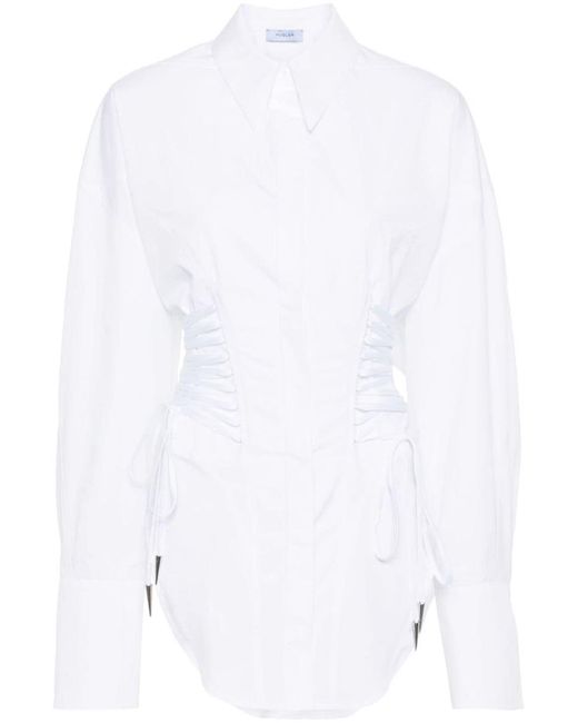 Mugler White Lace-detailed Cotton Shirt