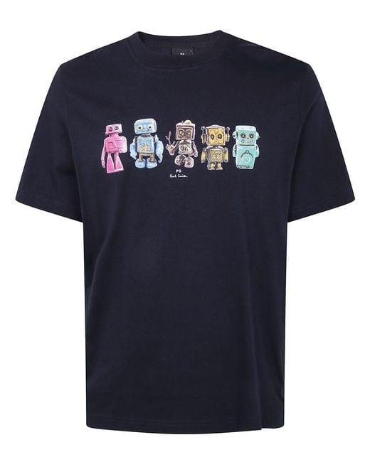 Paul Smith Blue Reg Fit T Shirt Robots for men