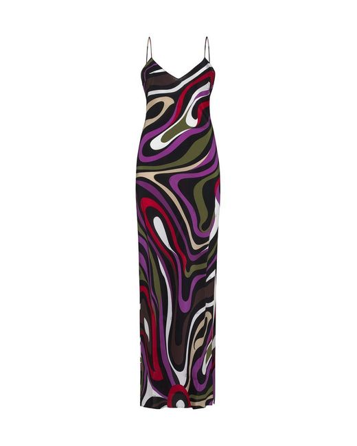 Emilio Pucci Multicolor Printed Silk Long Dress