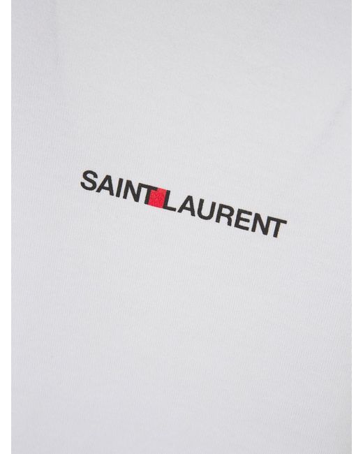 Saint Laurent White Logo Cotton T-shirt