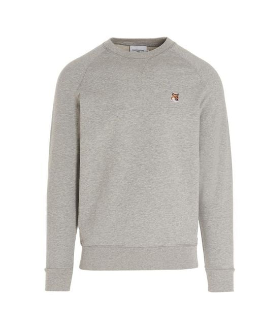 Maison Kitsuné 'fox Head' Sweatshirt in Gray for Men | Lyst