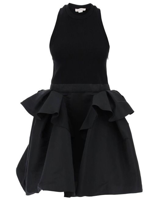 Alexander McQueen Black Hybrid Mini Dress