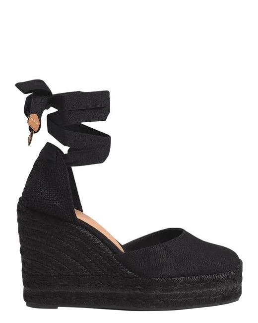 Castaner Black Carina Espadrille Sandals With Wedge Heel In Cotton Woman