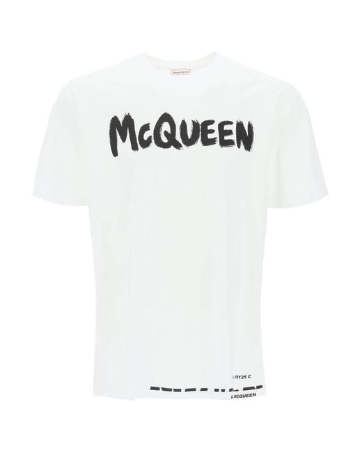 Alexander McQueen White Mcqueen Graffiti T-Shirt for men