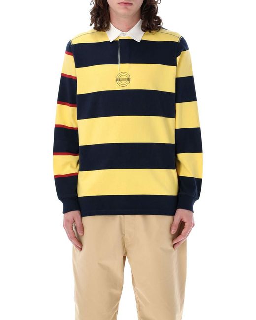 Pop Trading Co. Yellow Pop Striped Logo Rugby Polo for men