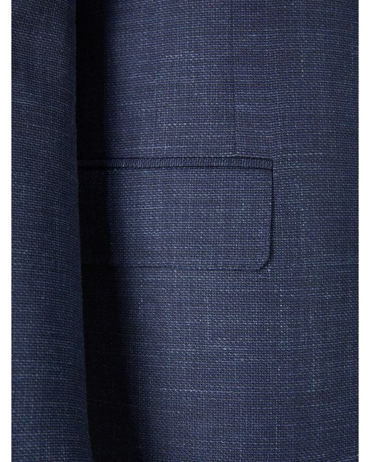 Canali Blue Wool Textured Blazer for men