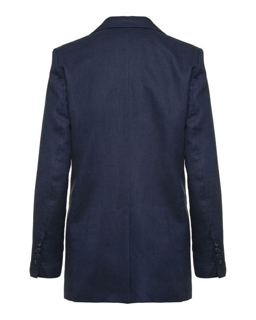 Plain Blue Double-Breasted Jacket