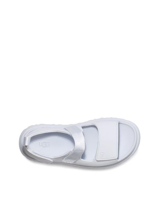 Ugg White Goldenglow Logo-Embossed Sandals