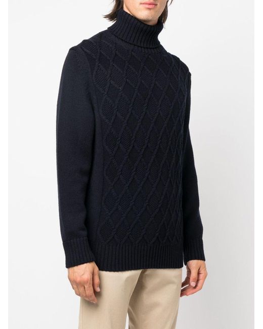 Shark Wool Cable-knit Roll-neck Jumper 