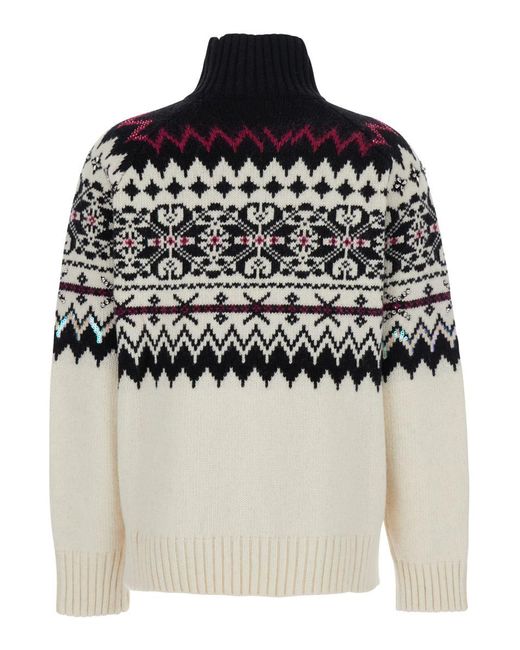 Semicouture Multicolor Turtleneck Sweater With All-Over Inlays