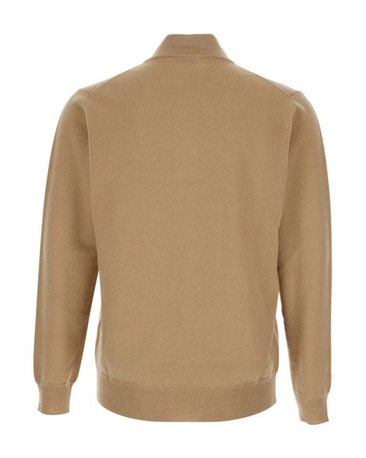 Kangra Cashmere Natural Sweater With High Neck And Half Zip Closure On The Front for men
