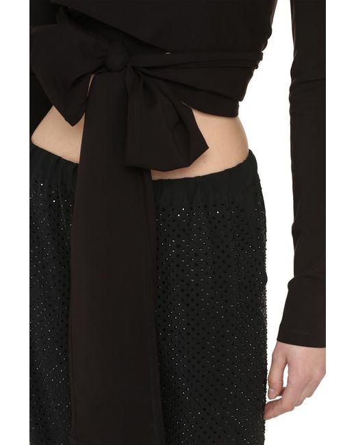 Dolce & Gabbana Black Long Sleeve Crop Top