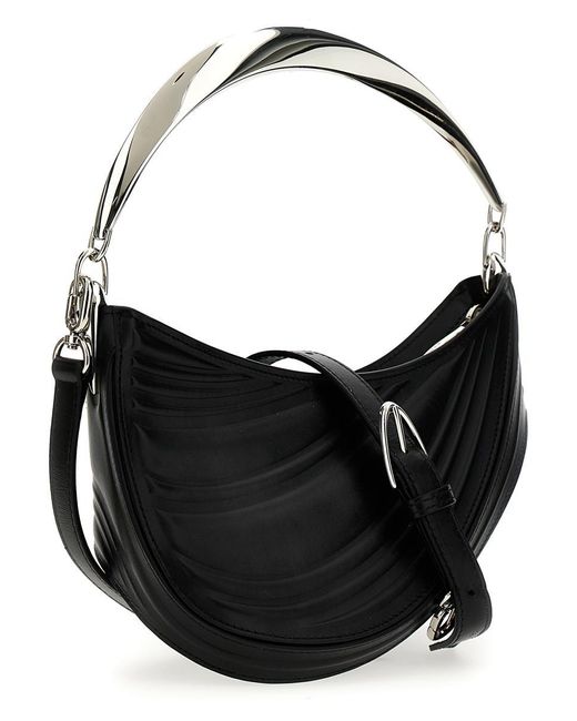 Mugler Black 'Small Embossed Spiral Curve 01' Handbag