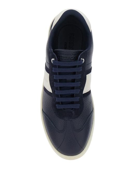 Ferragamo Blue Sneakers With Contrasting Heel And Logo Lettering On The Tongue for men