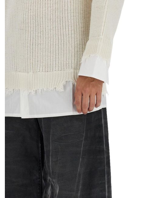 MM6 by Maison Martin Margiela White Shirt Bottom Sweater for men