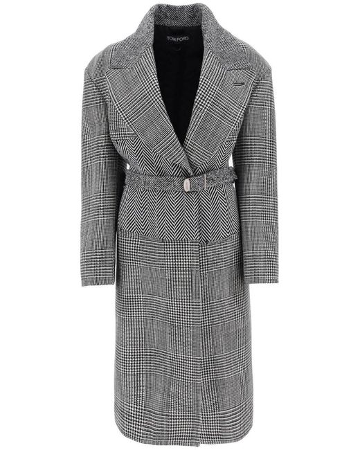 Tom Ford Gray Cashmere Patchwork Coat