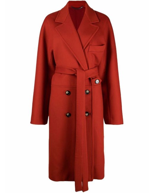 Stella McCartney Synthetic Double-breasted Belted Coat in Red - Save 42% |  Lyst