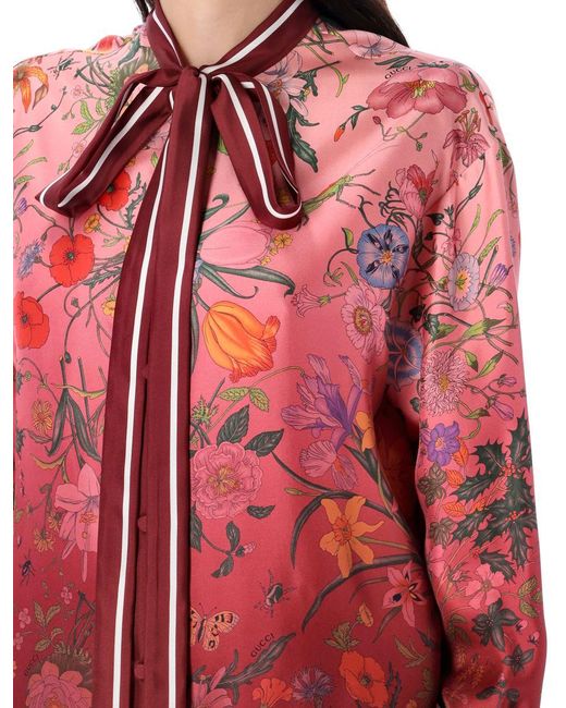 Gucci Red Printed Silk Shirt