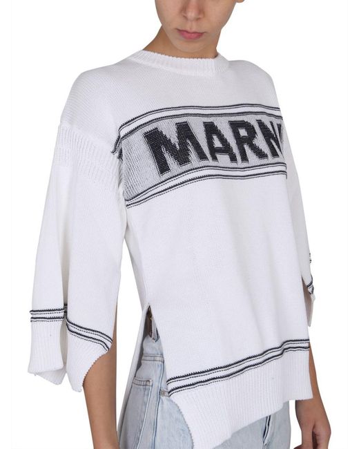 Marni White Jersey With Logo